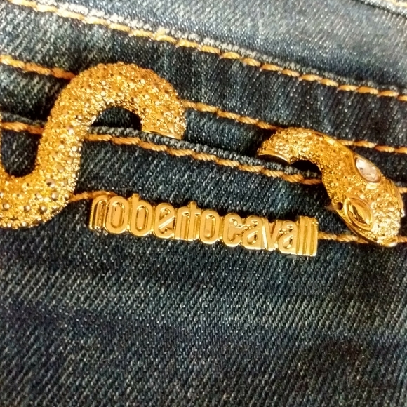 New Roberto Cavalli gold snake charm boot cut Jean - Picture 3 of 8